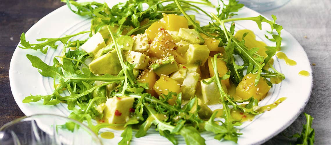 Rezept für ein vitales Leben mit Schuppenflechte: Mango-Mozzarella-Salat Mango-Mozzarella-Salat