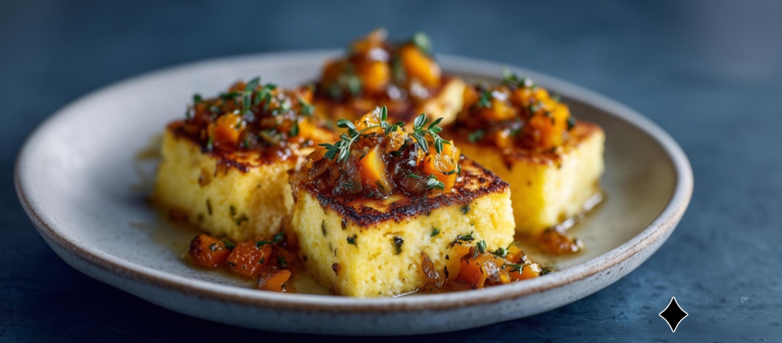 Polenta-Scheiben mit Kürbis-Relish