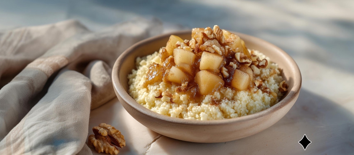 Birnen-Couscous-Dessert mit Zimt