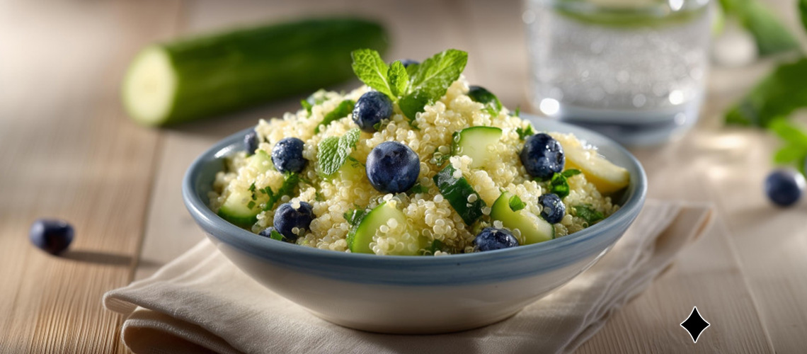 Ein gesundes Rezept: Erfrischender Quinoa-Salat mit Minze und Beeren