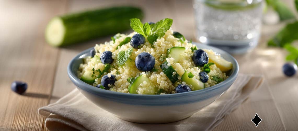 Ein gesundes Rezept: Erfrischender Quinoa-Salat mit Minze und Beeren