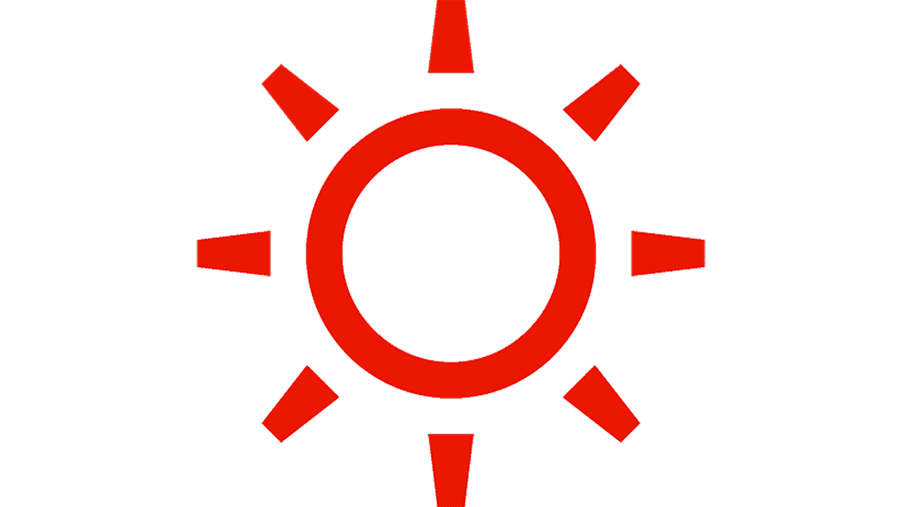 Direkte Sonne meiden Icon mit Sonne – Symbol für das Vermeiden direkter Sonne