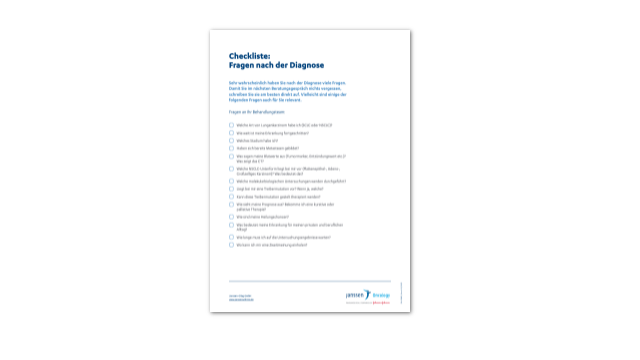Titelseite der Lungenkrebs Checkliste: Fragen nach der Diagnose