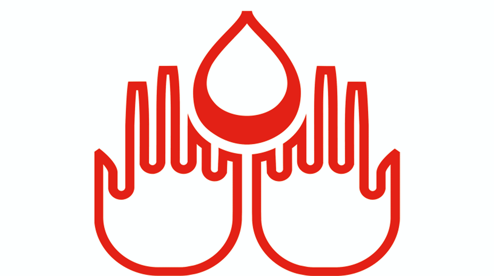 Hände desinfizieren Icon zwei Hände und ein großer Tropfen – Symbol für Hände desinfizieren