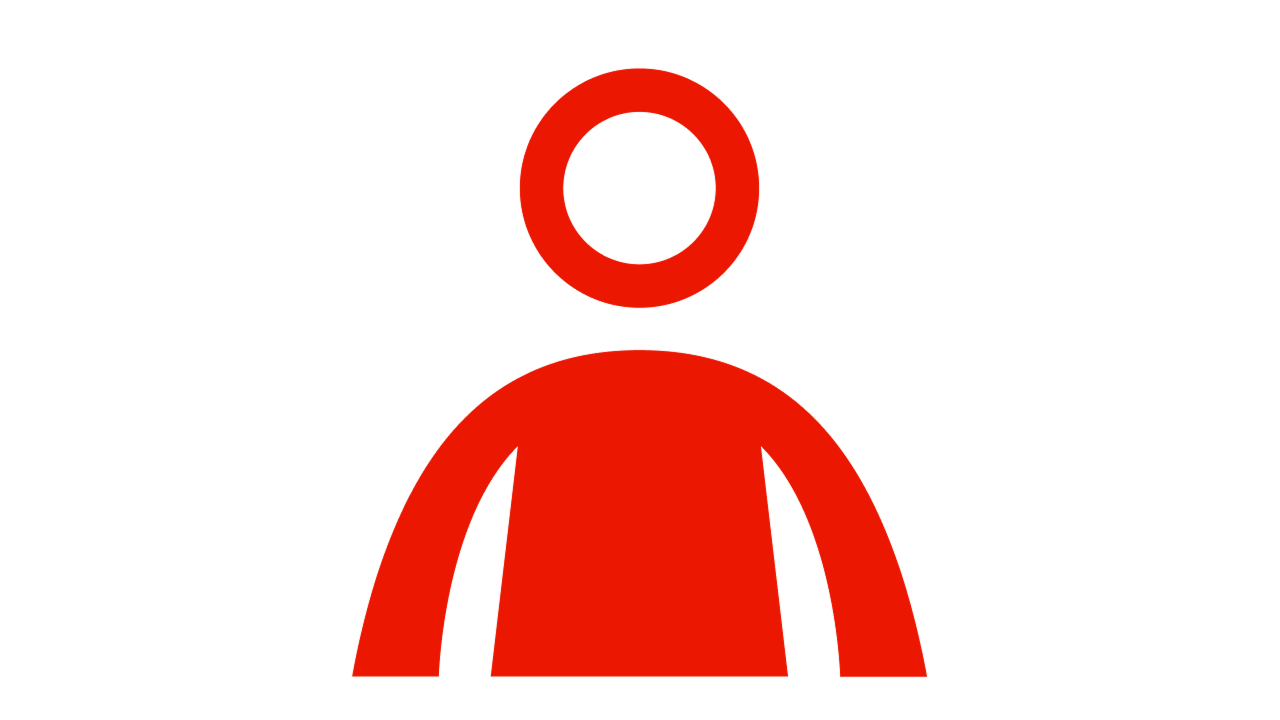 Rotes Icon einer Person mit einem Kreis als Kopf