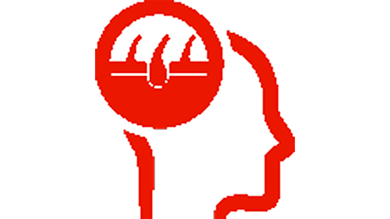 Kopfhautpflege Icon Kopf mit Fokus auf die Haare – Symbol für Kopfhautpflege