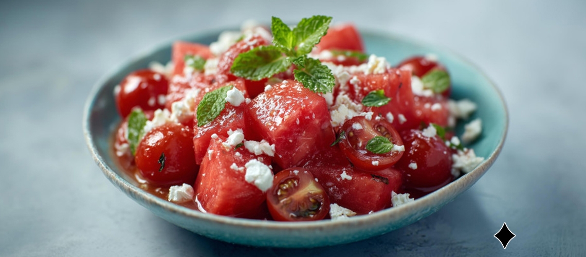 Tomaten-Melonen-Salat mit Feta
