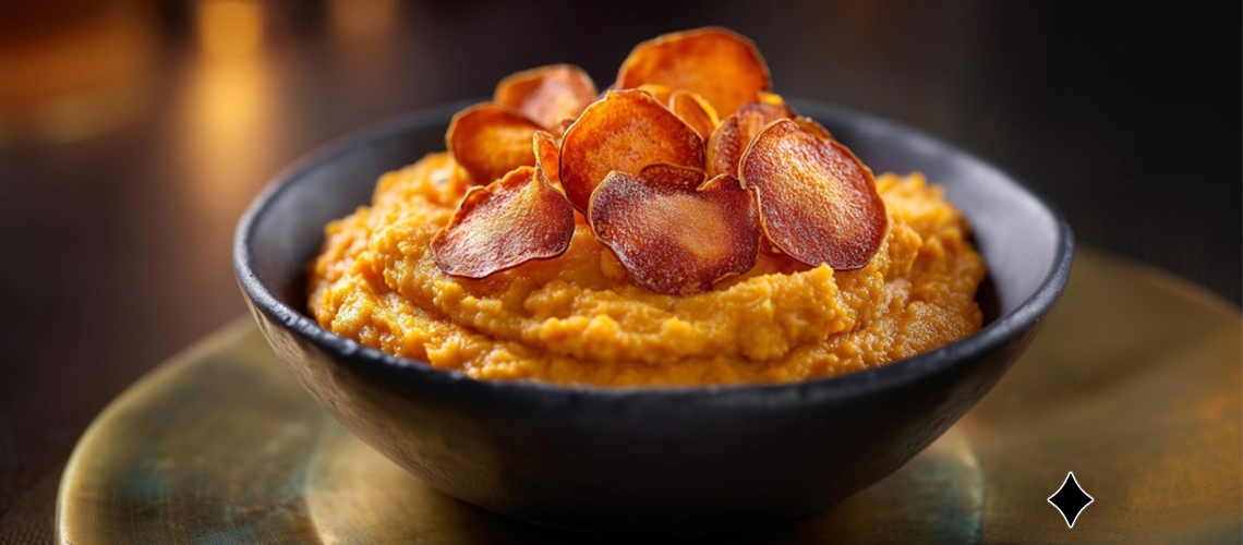 Rote-Linsen-Püree mit Karottenchips