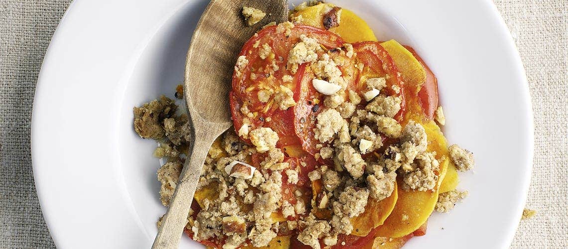 Gesunde Ernährung und Rezepte bei Schuppenflechte (Psoriasis) - Süßkartoffel- Crumble Süßkartoffel-Crumble