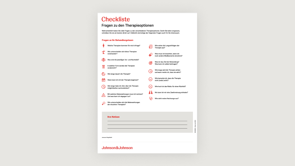 Vorschaubild der Checkliste zum Umgang mit einer Lungenkrebserkrankung für Patient:innen.