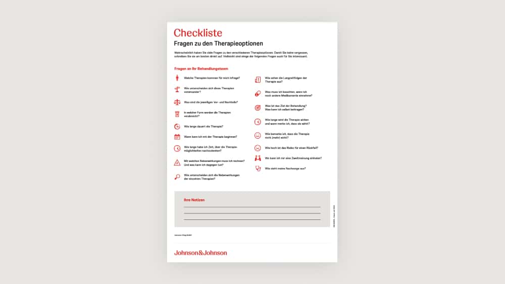 Vorschaubild der Checkliste zum Umgang mit einer Lungenkrebserkrankung für Patient:innen.