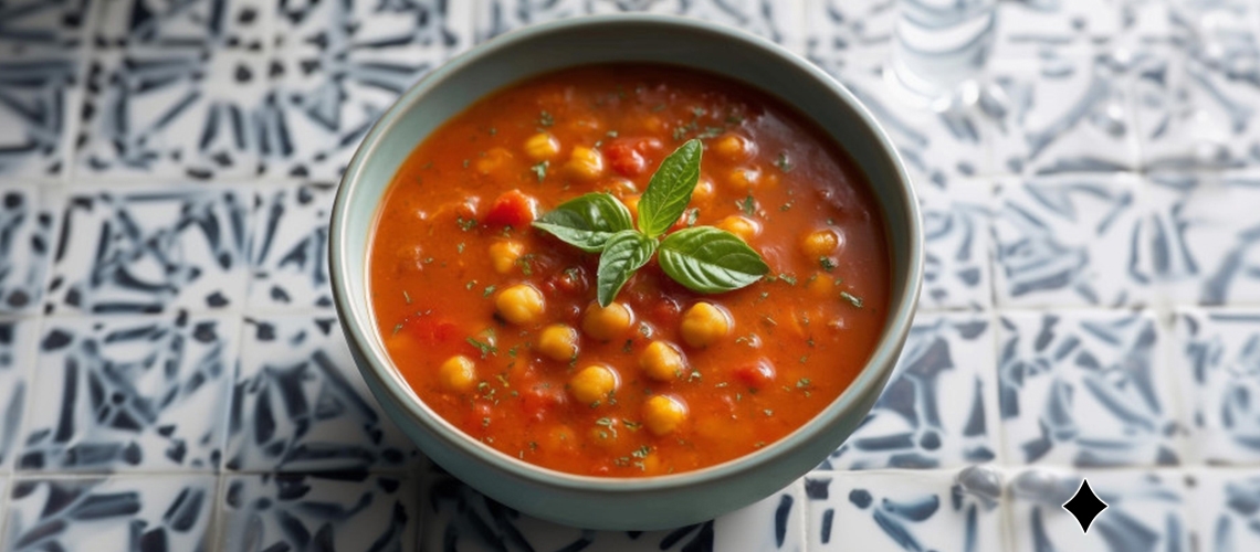 Paprika-Tomaten-Suppe mit Kichererbsen