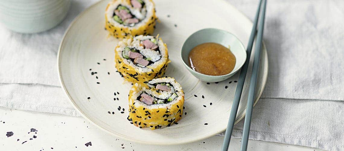 Gesunde Ernährung bei Schuppenflechte - Rezept: Ura-Maki mit Entenbrust Ura-Maki mit Entenbrust