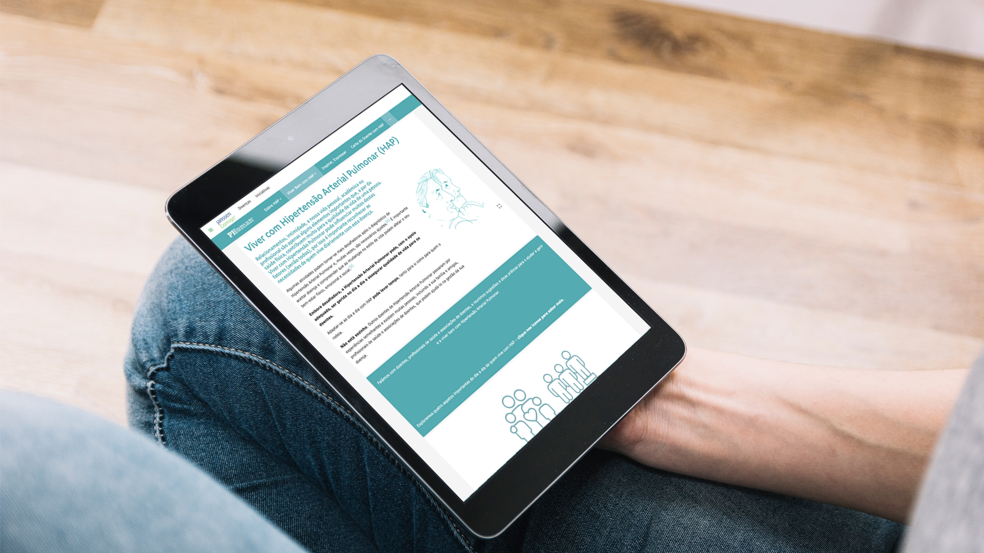 Living well with PAH viewed on an iPad