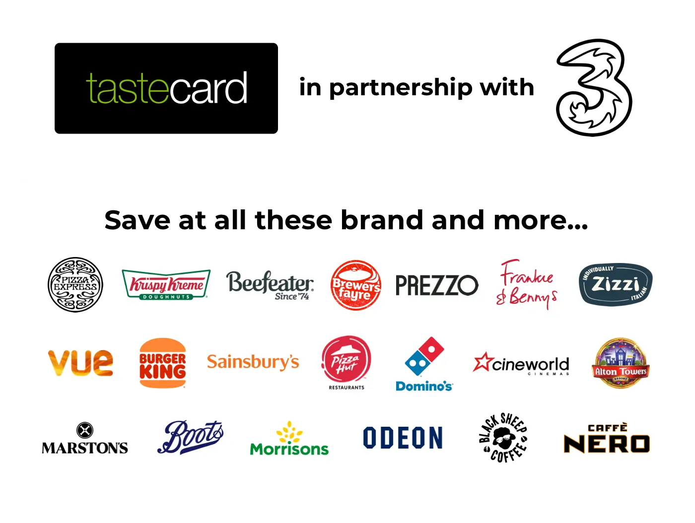tastecard in partnership with Three