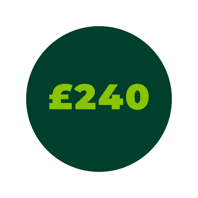 £240 text in green circle