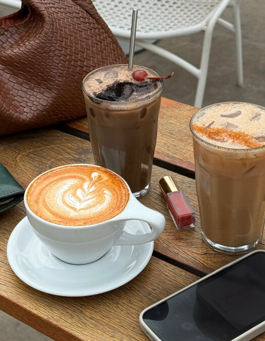 A cappuccino and croissant from Caffe Nero