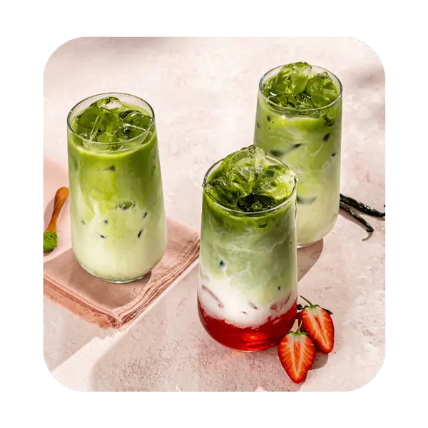 Matcha iced drinks from Soho Coffee