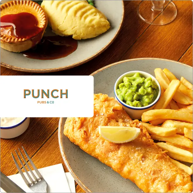 25% off the total bill at Punch Pubs