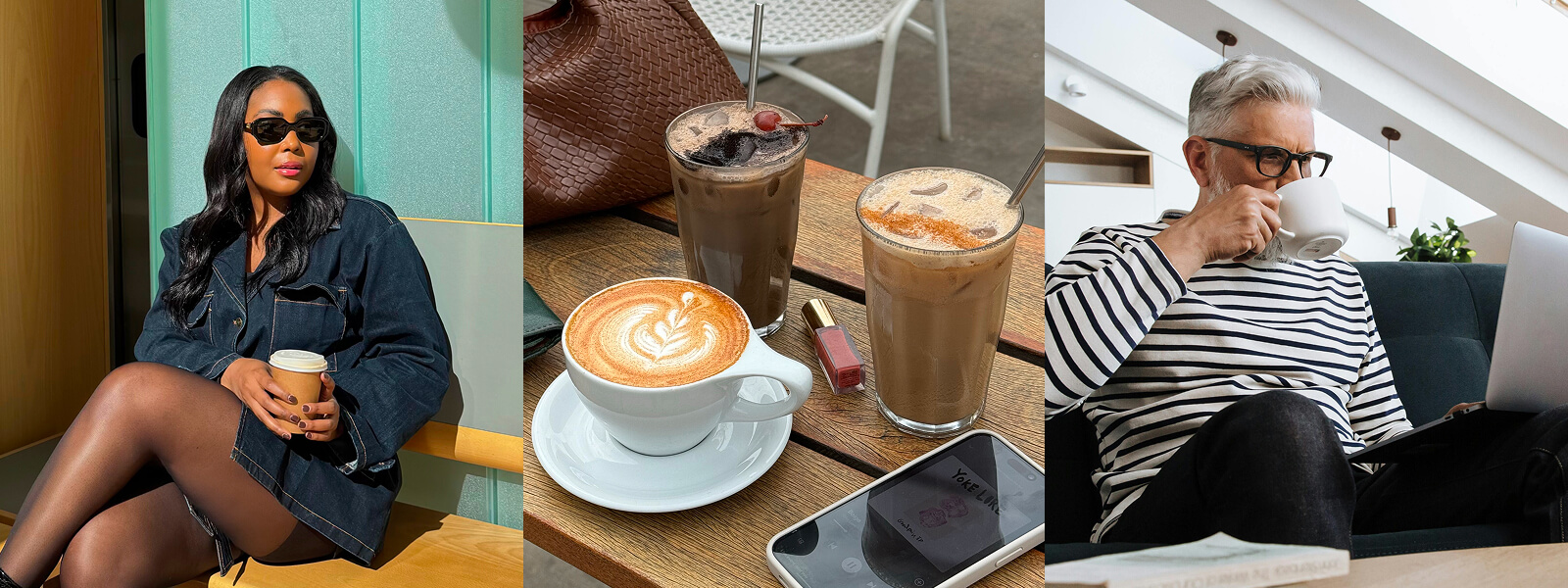 People of all ages drinking coffee