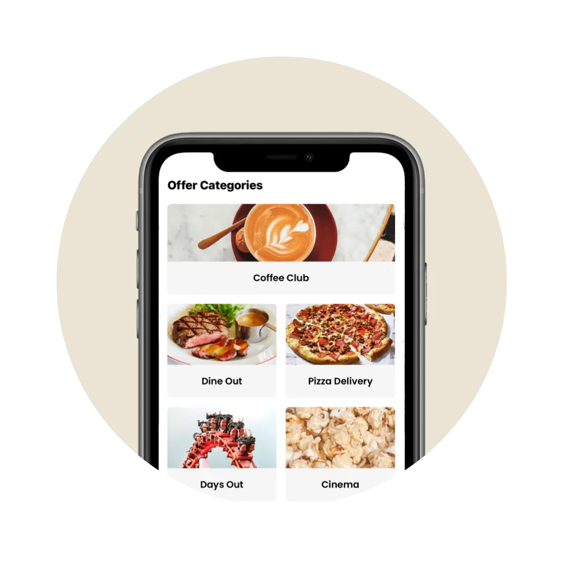 Gourmet Society app homepage