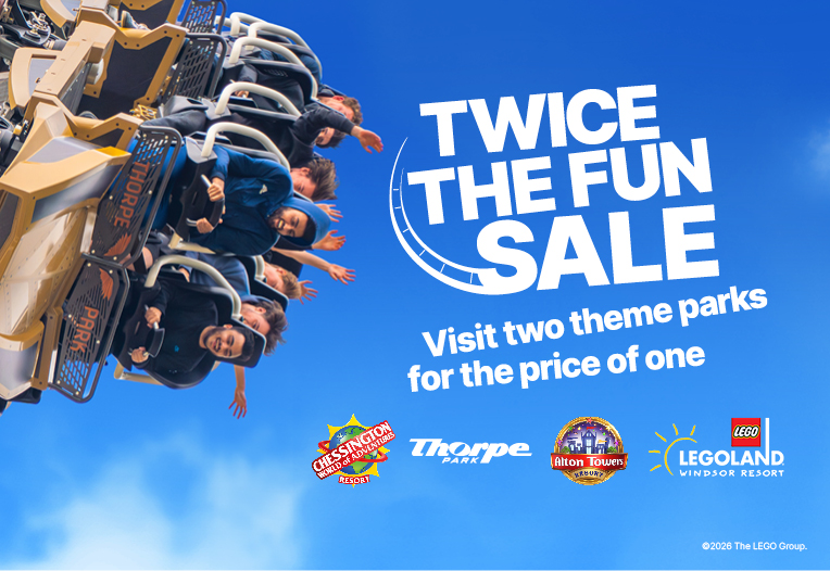 Merlin twice the fun sale - visit two theme parks for the price of one banner. 