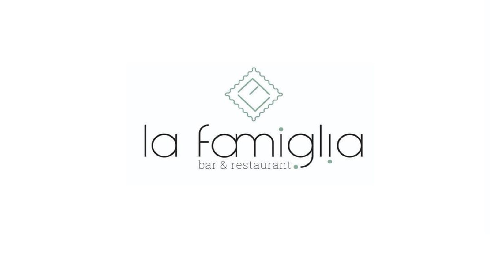 La Famiglia bar and restaurant logo with a minimal design and a small geometric icon above the text.