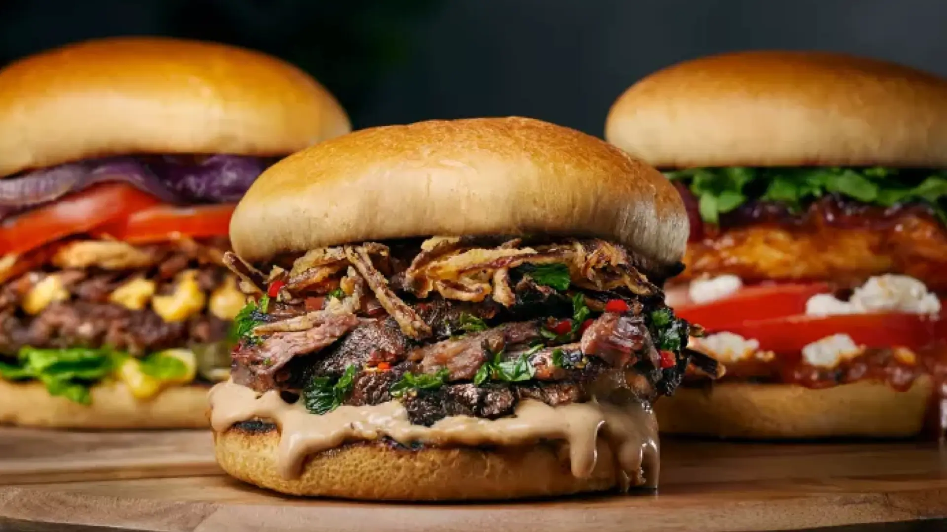 Selection of beef burgers