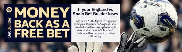 Money Back as a Free Bet - England vs Spain
