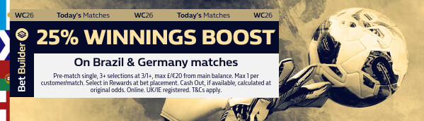 25% Winnings Boost 29/06