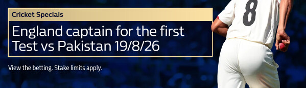 England Test Captain vs Pakistan 19/8/26