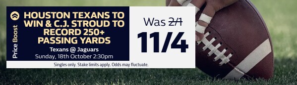 Texans @ Jaguars Price Boost (18 Oct, 14:30)