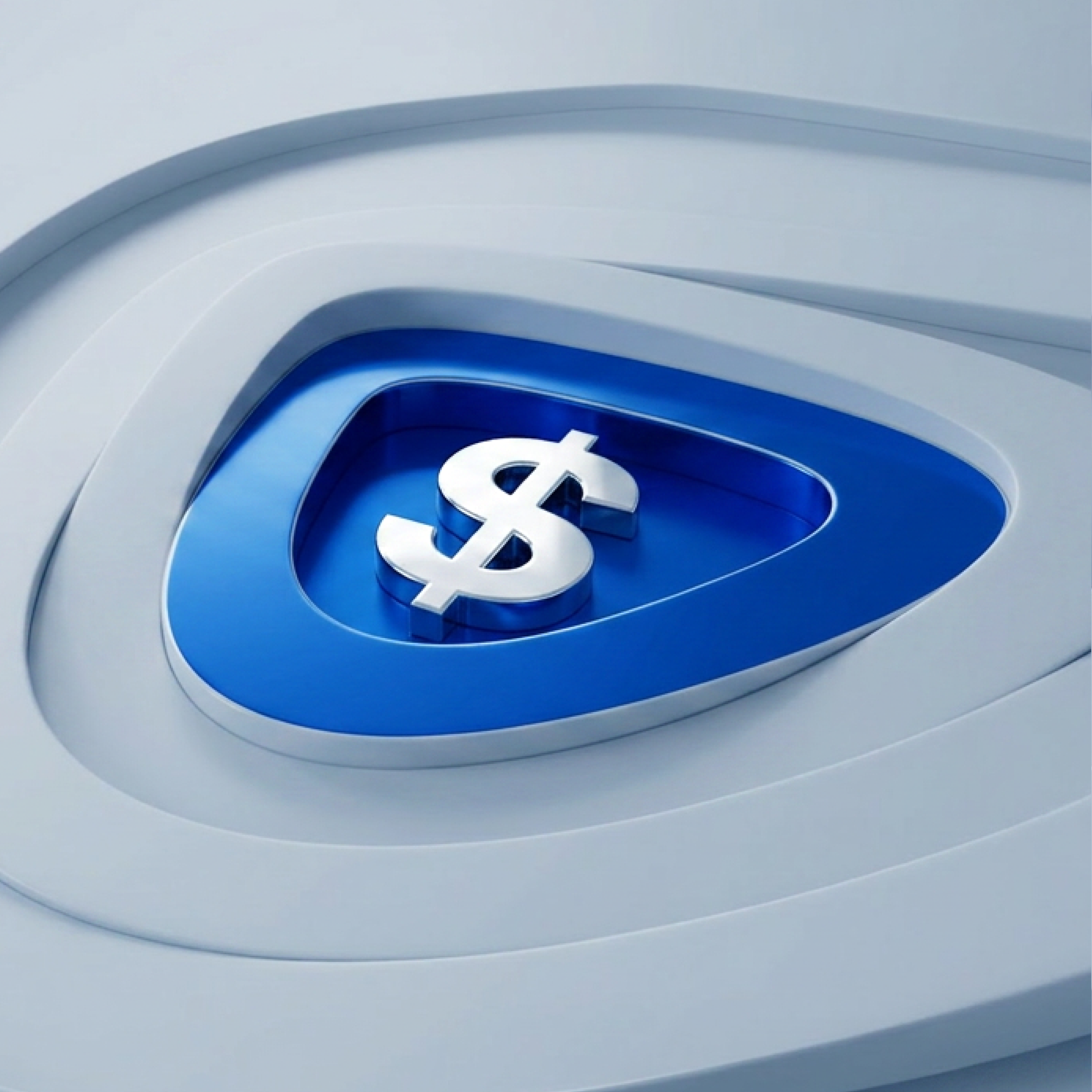 3D illustration of a dollar symbol inside a blue shield