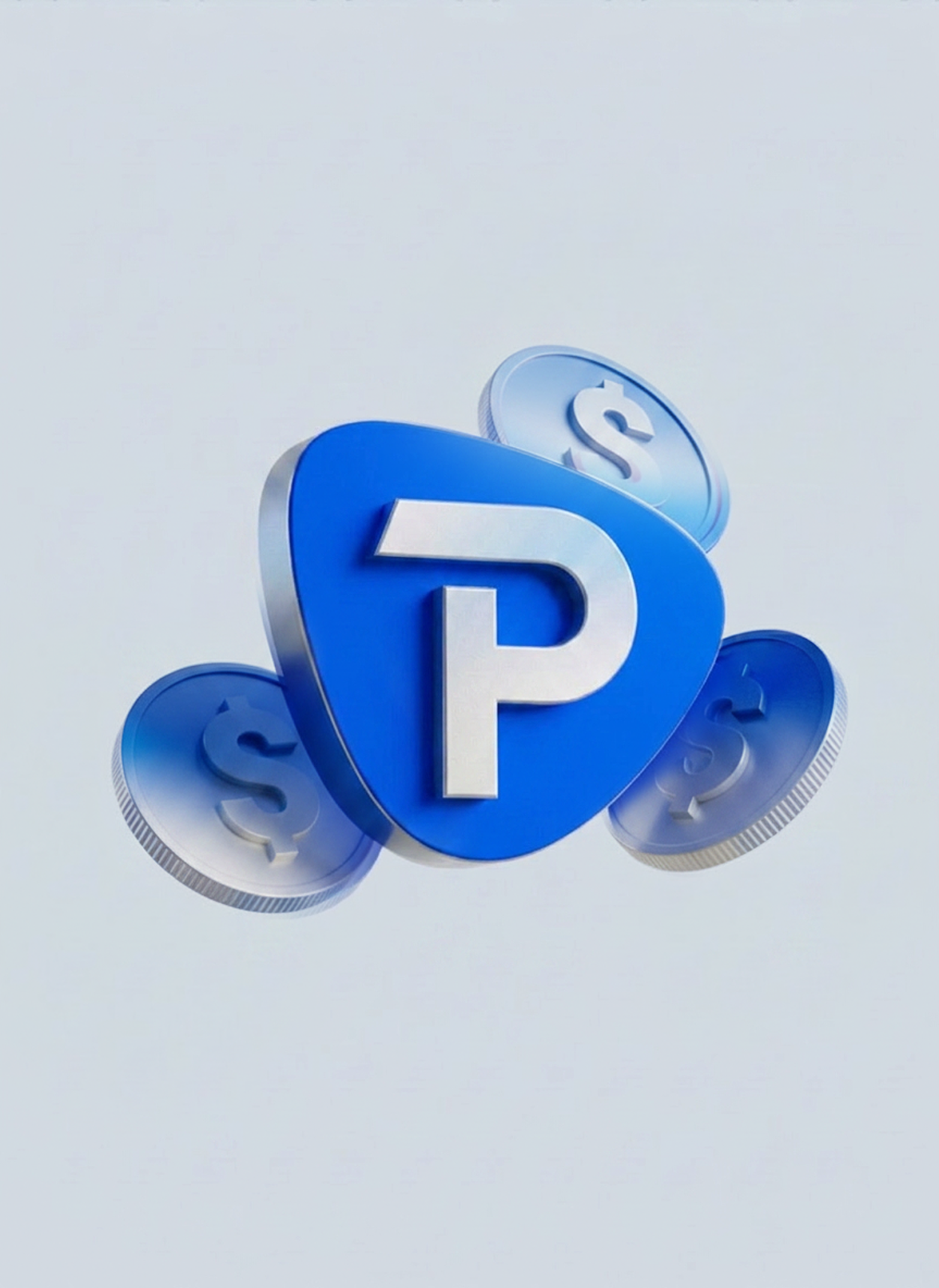 3D illustration of the Pepperstone logo surrounded by dollar coins.