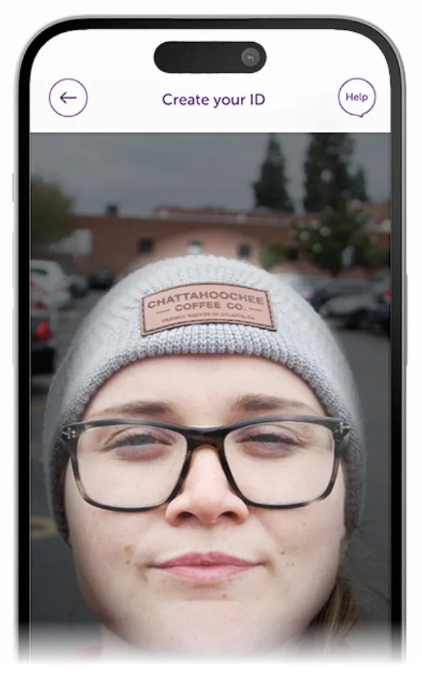 Atom Bank app showing ID setup using your face ID