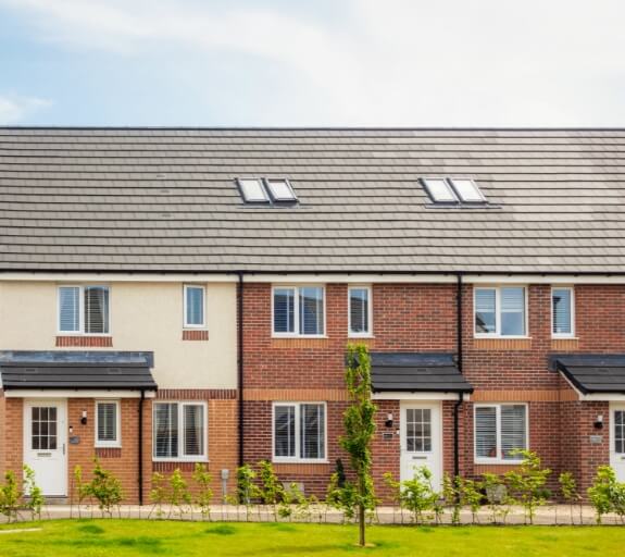 a row of newly built houses