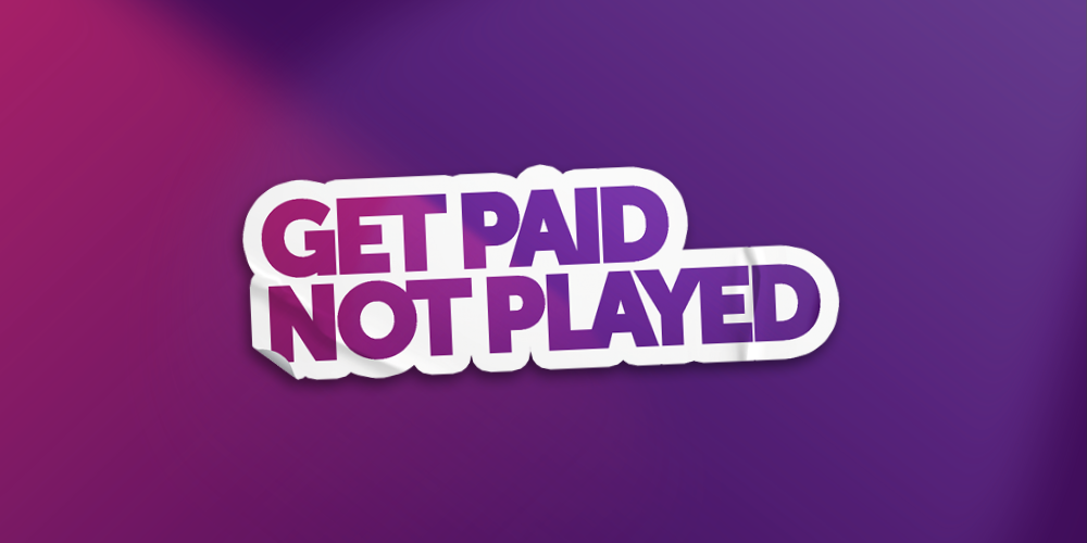 Get Paid Not Played written in purple