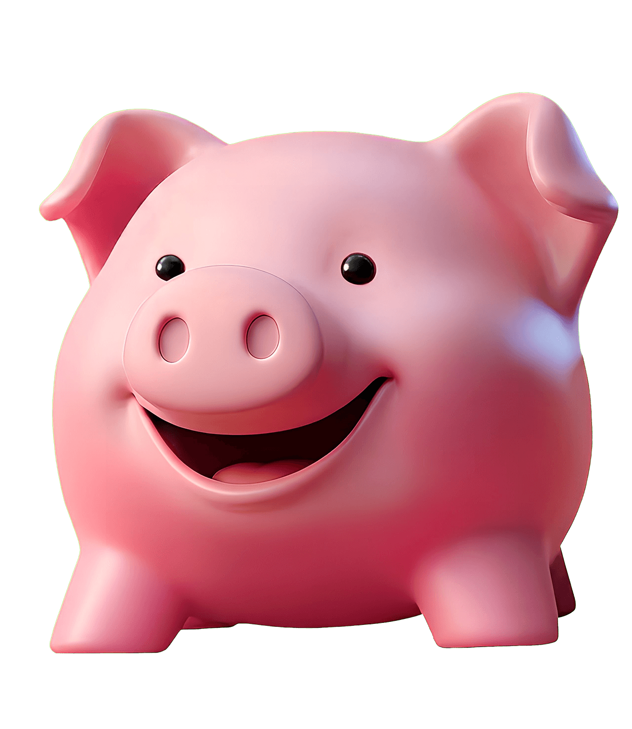 A piggy bank smiling