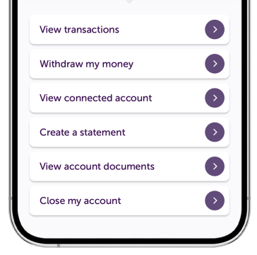 iPhone showing account actions on Atom app