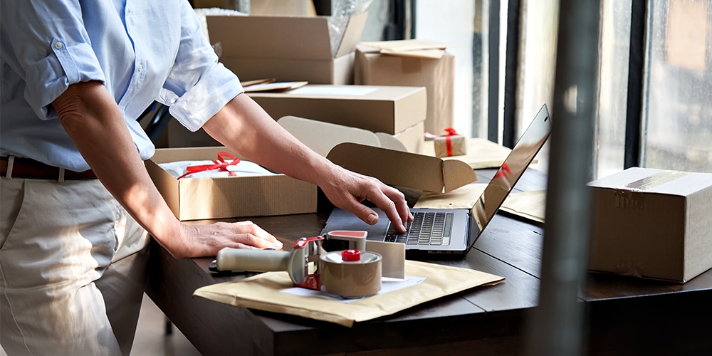 Hand over the laptop typing