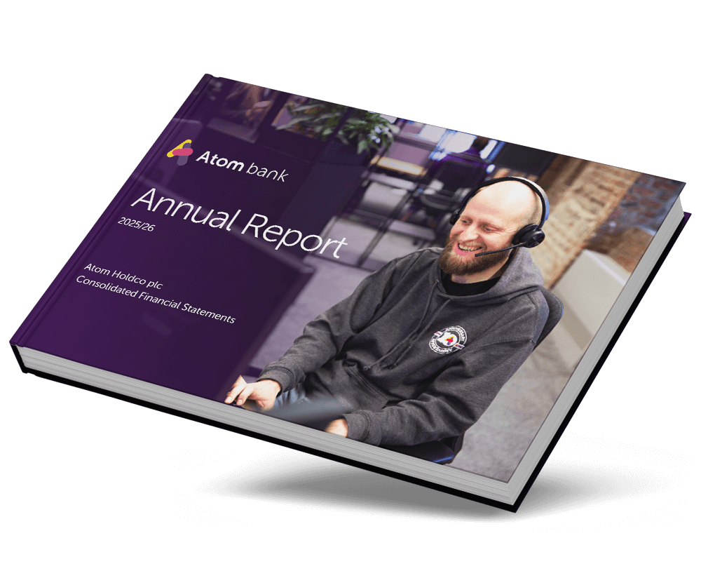 Atom's 2025/26 annual report booklet front cover