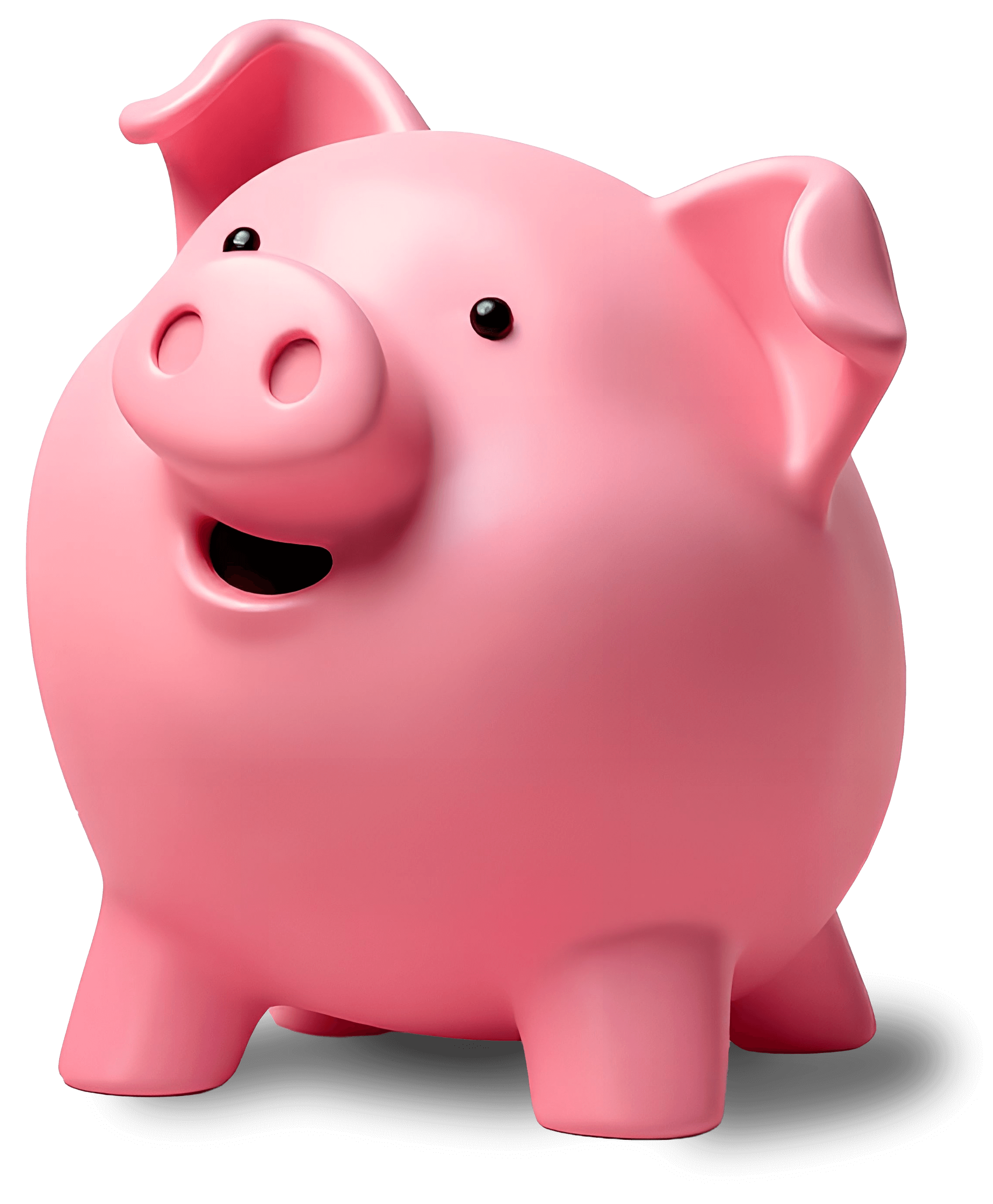An animated pig looking up