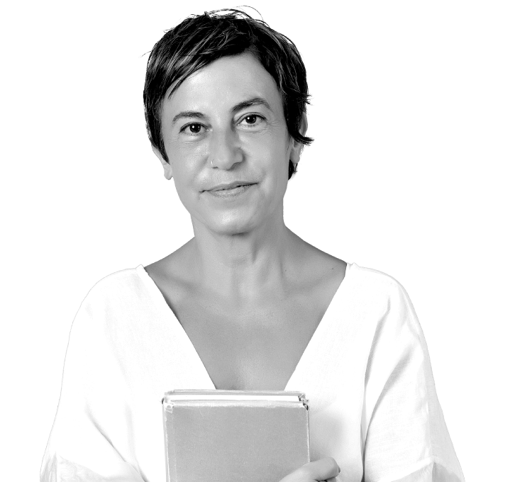 A woman holding a book