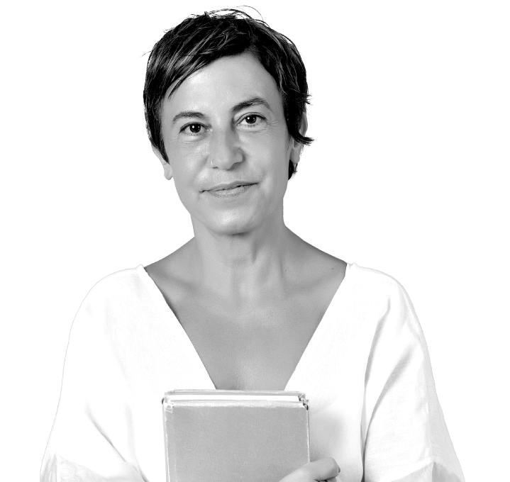 A woman holding a book