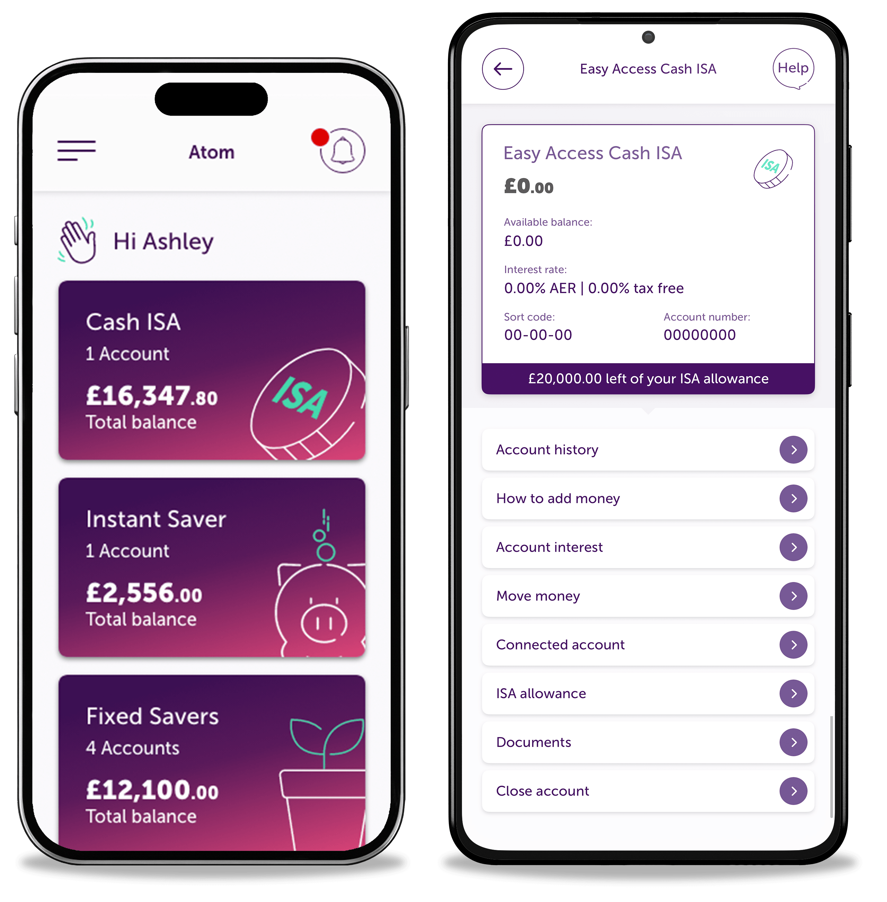 Two iPhones side by side, showing 'Our Products' app page and 'Your Mortgage' app page