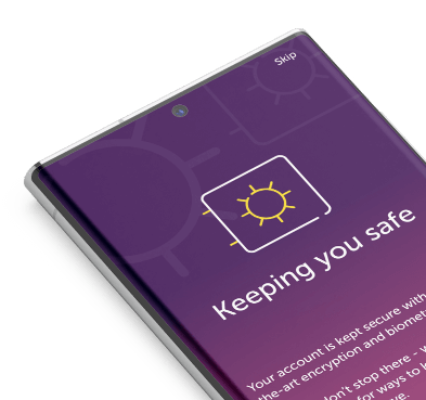 Smartphone showing 'Keeping you safe' information page on Atom app