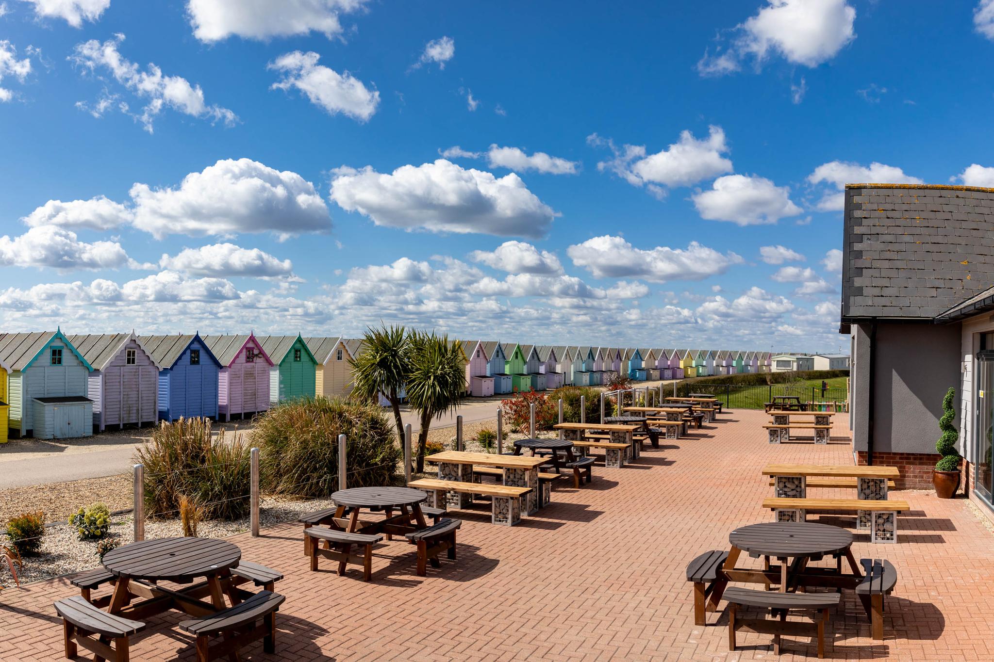 Park view with beach huts