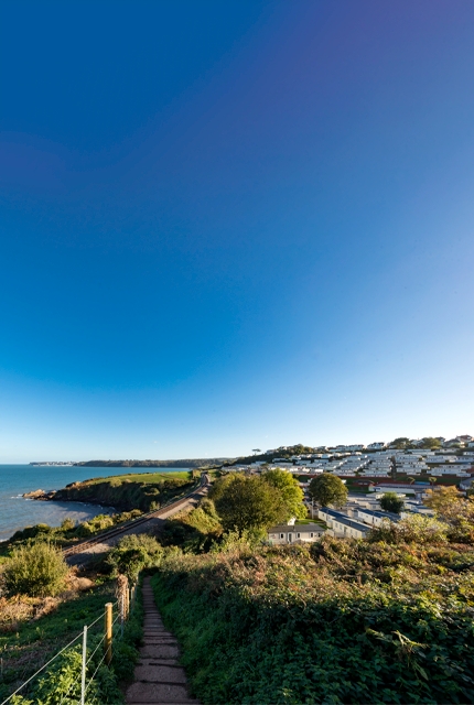 Waterside park view overlooking sea