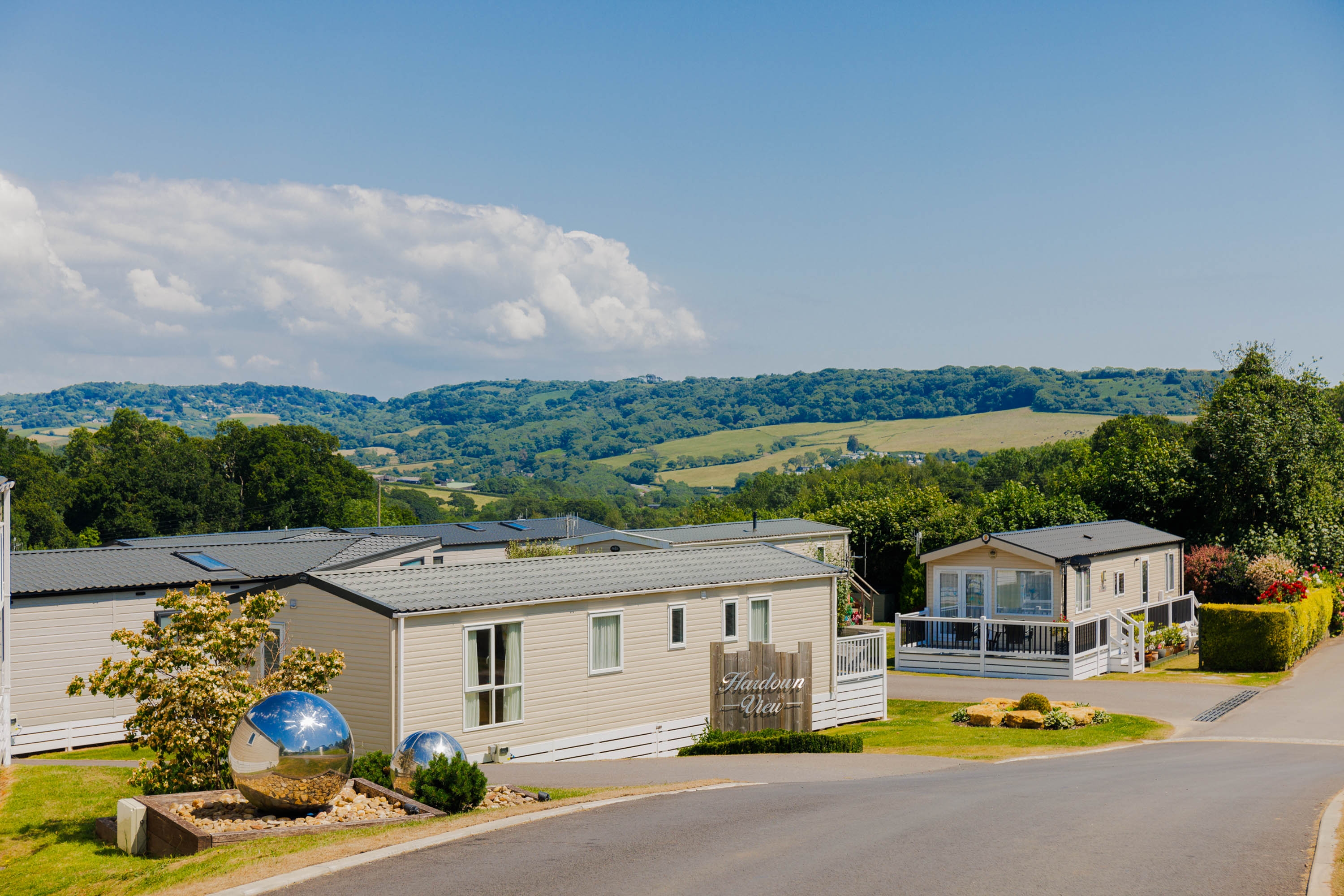 Park view of holiday homes