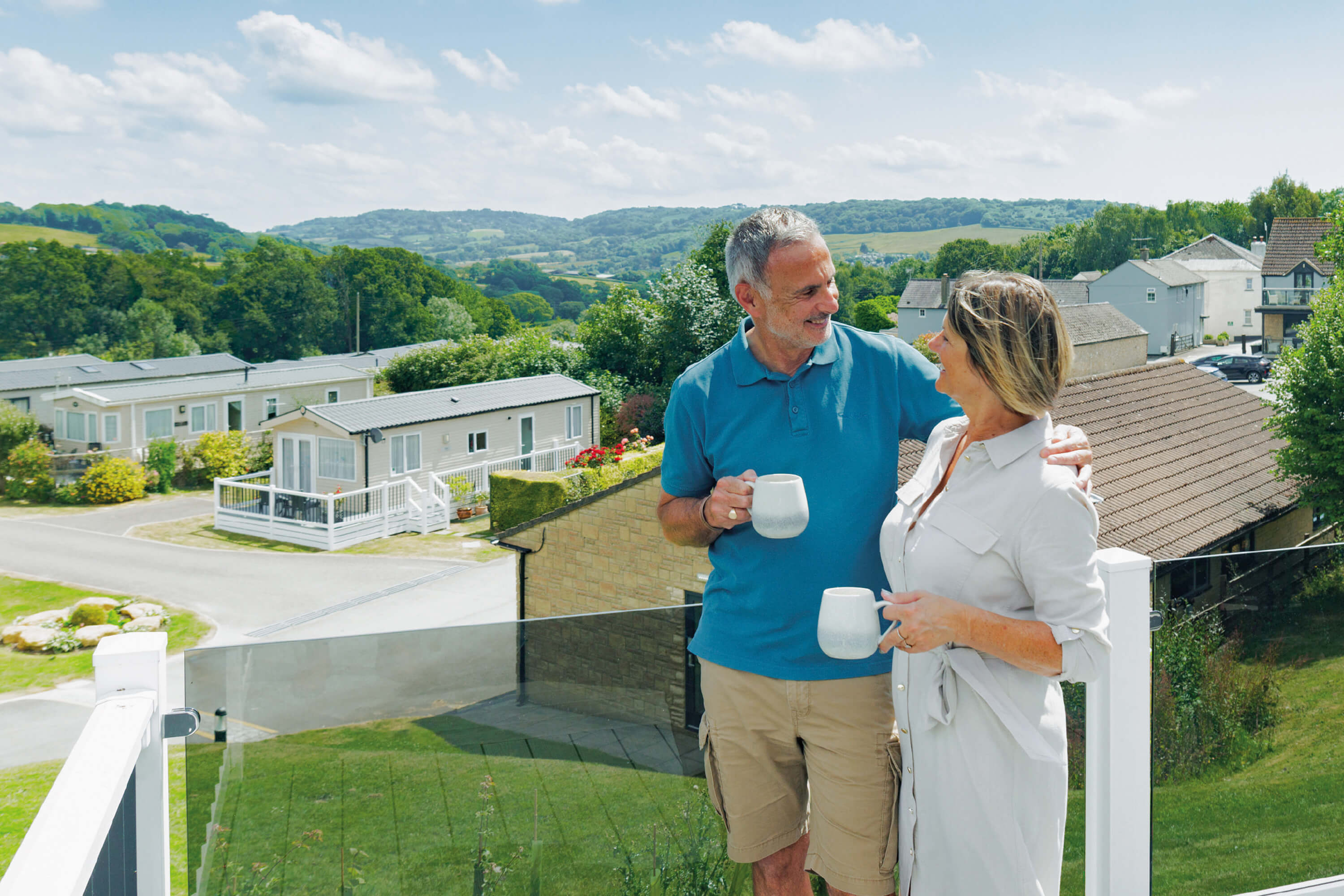 couple standing on the decking